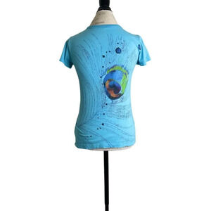 Vintage 90's Roxy Peacock Turquoise tshirt Tee - Medium